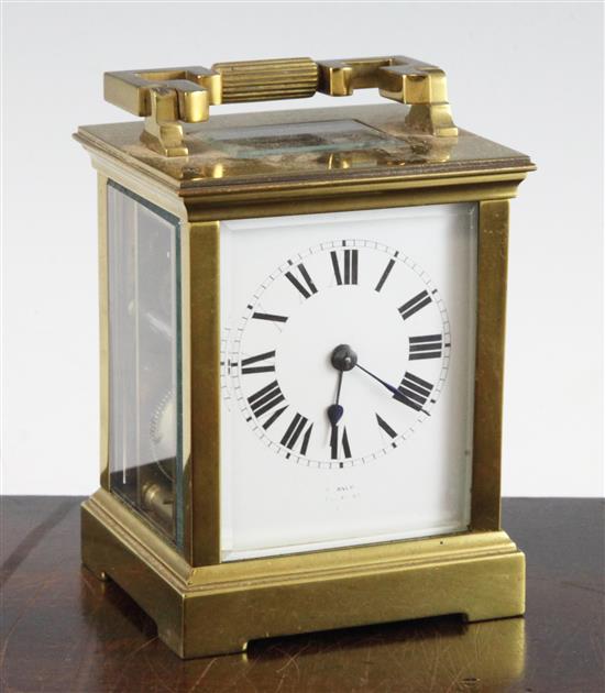 An early 20th century gilt brass carriage clock, 5.25in.